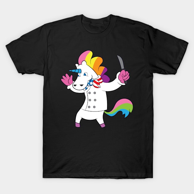 Chef Knife T Shirt | 4th of July US Flag Unicorn Gift T-Shirt by Gawkclothing